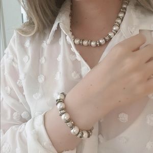 Pearl and rhinestone necklace set